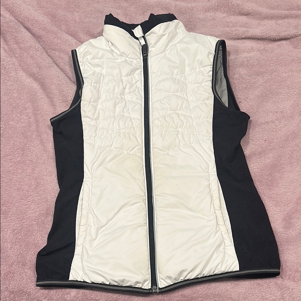 White and Black Sleeveless Vest